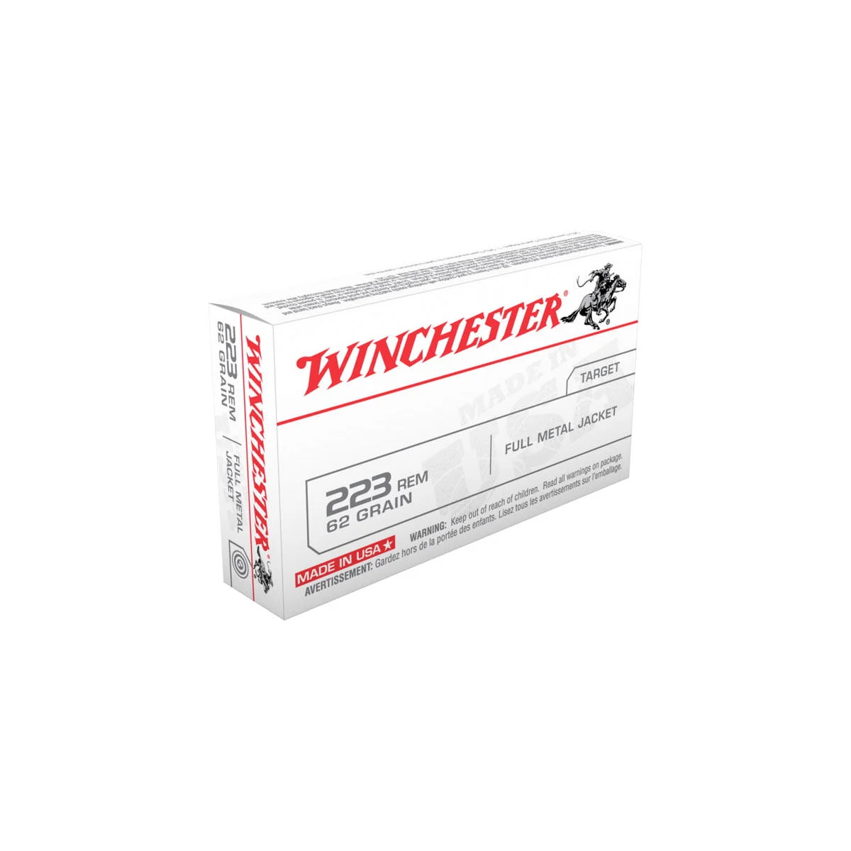 Winchester .223 or 5.56 Remington 62GR Centerfire Rifle Ammunition - 20 Rounds
