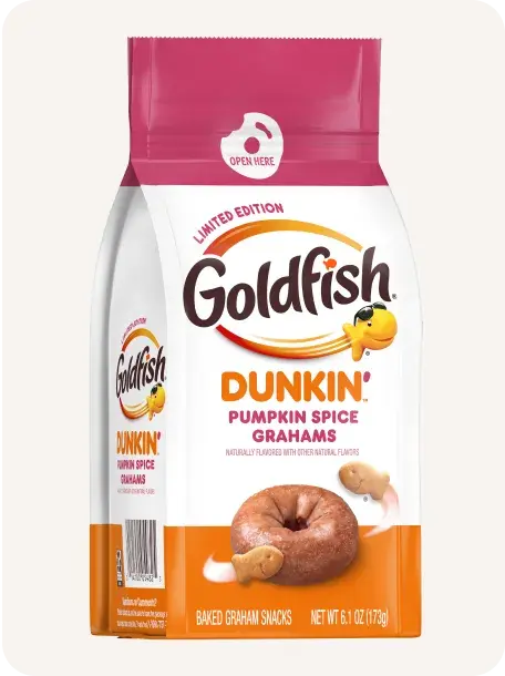 Goldfish Dunkin' Pumpkin Spice Grahams are in stores now