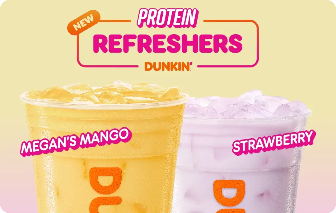 New Strawberry and Megan's Mango Protein Refreshers at Dunkin'