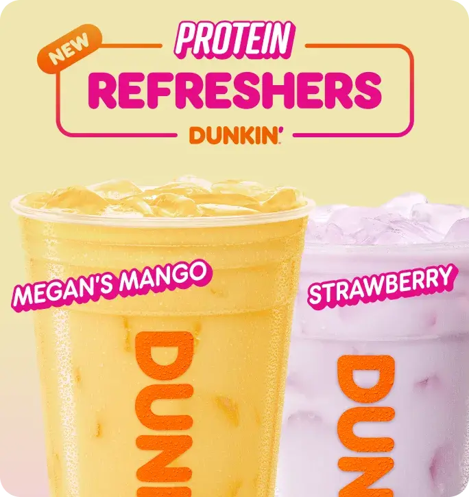 New Strawberry and Megan's Mango Protein Refreshers at Dunkin'