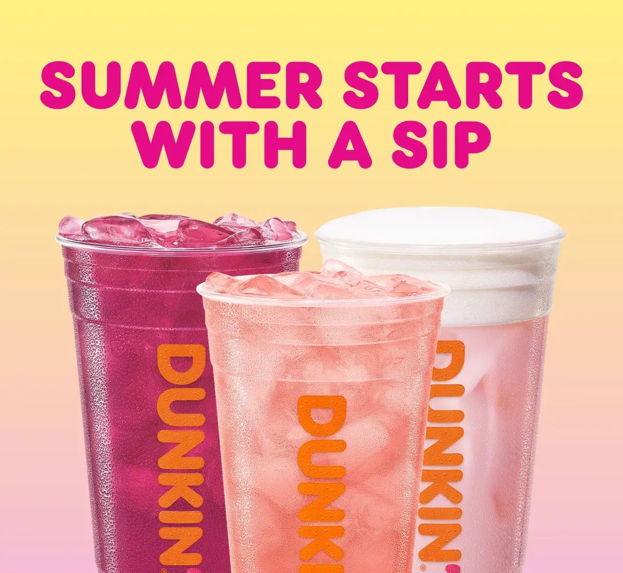 Summer Starts With A Sip. Arrangement of 3 Pink Pineapple Refreshers. Pink Pineapple Green Tea Refresher. Black Cherry Pink Pineapple Lemonade Refresher. Pink Pineapple Black Tea Refresher