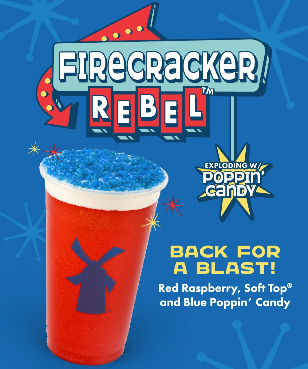 Firecracker Rebel™ | Exploding w/ Poppin' Candy | Back For A Blast! | Red Raspberry, Soft Top® and Blue Poppin' Candy