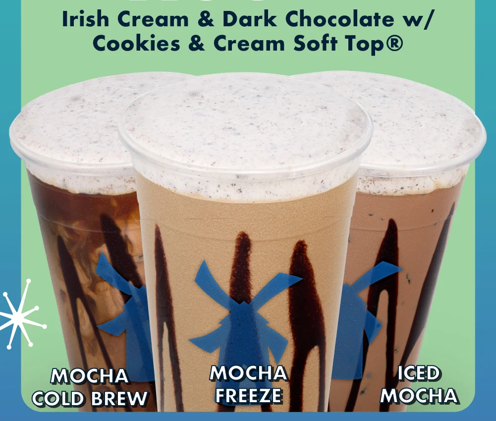 Irish Cream & Dark Chocolate w/ Cookies & Cream Soft Top® | Mocha Cold Brew | Mocha Freeze | Iced Mocha
