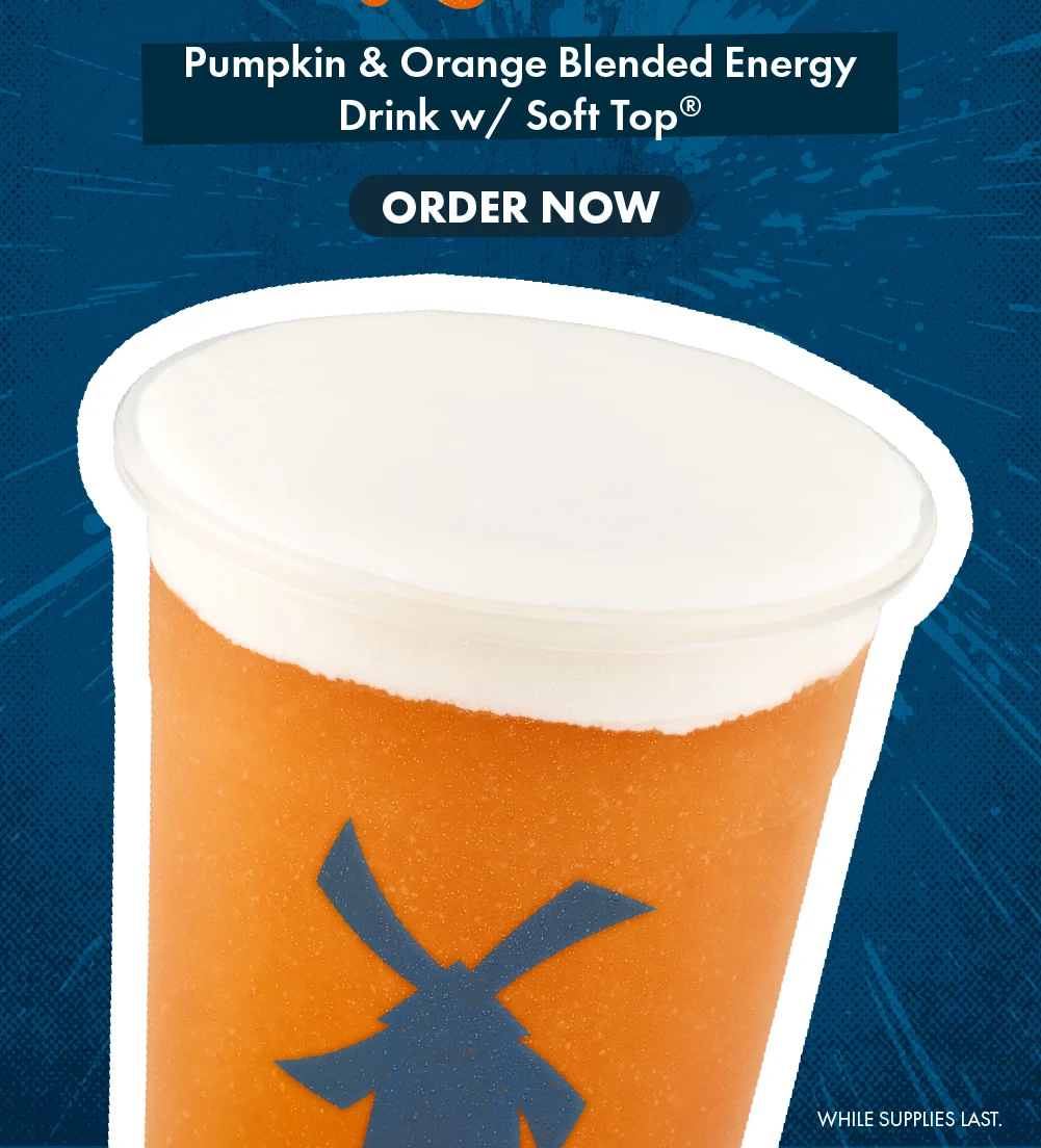 Pumpkin & Orange Blended Energy Drink w/ Soft Top® | Order Now | While Supplies Last