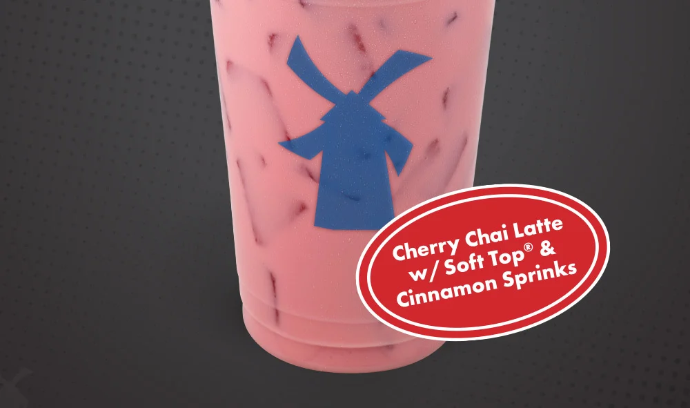 Cherry Chai Latte W/ Soft Top® & Cinnamon Sprinks | Deep Pink Chai Latte Pictured