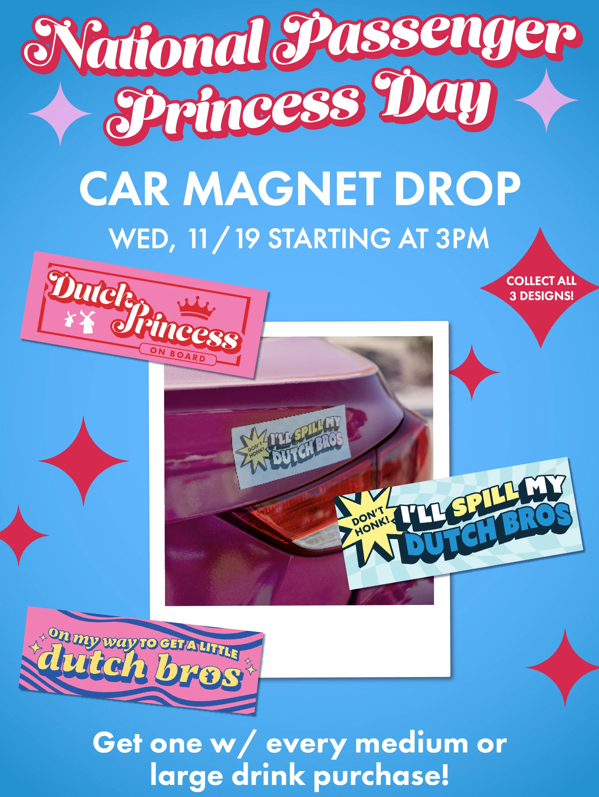 National Passenger Princess Day | Car Magnet Drop Wed, 11/19 Starting At 3PM | Collect All 3 Designs! 