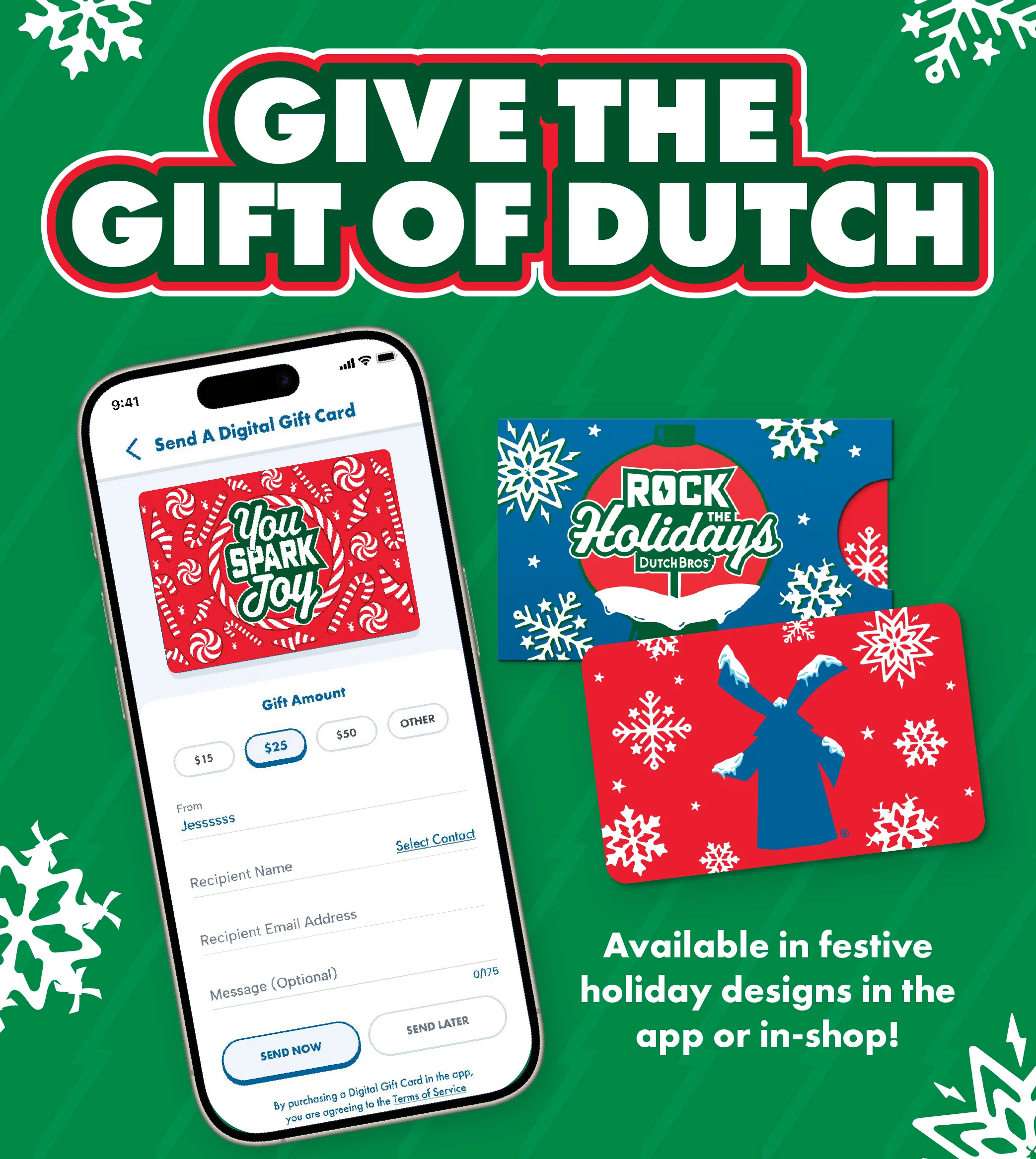 Give The Gift Of Dutch | Available in festive holiday designs in the app or in-shop!