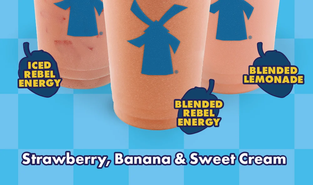 Iced Rebel Energy, Blended Rebel Energy, Blended Lemonade | Strawberry, Banana & Sweet Cream