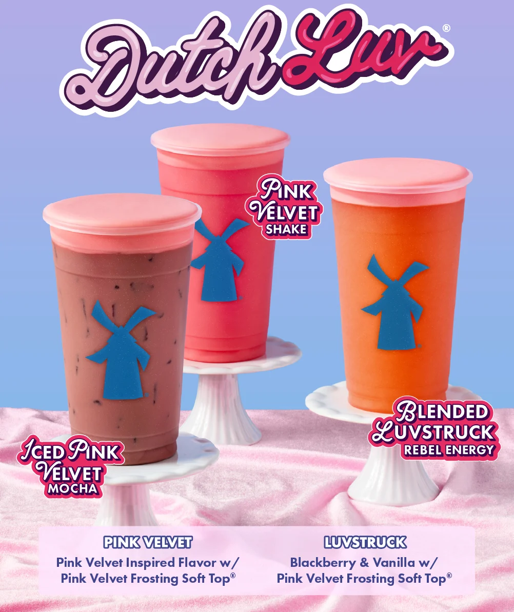Dutch Luv® | Iced Pink Velvet Mocha, Pink Velvet Shake, Blended Luvstruck Rebel Energy | Pink Velvet Inpired Flavor w/ Pink Velvet Frosting Soft Top® | Luvstruck - Blackberry vanilla w/ Pink Velvet Frosting Soft Top®