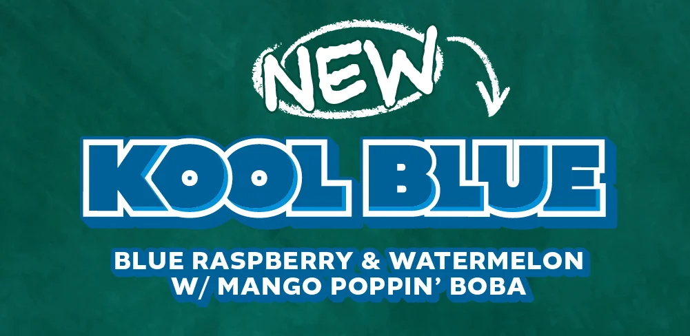 New | Kool Blue | Blue Raspberry & Watermelon W/ Mango Poppin' Boba