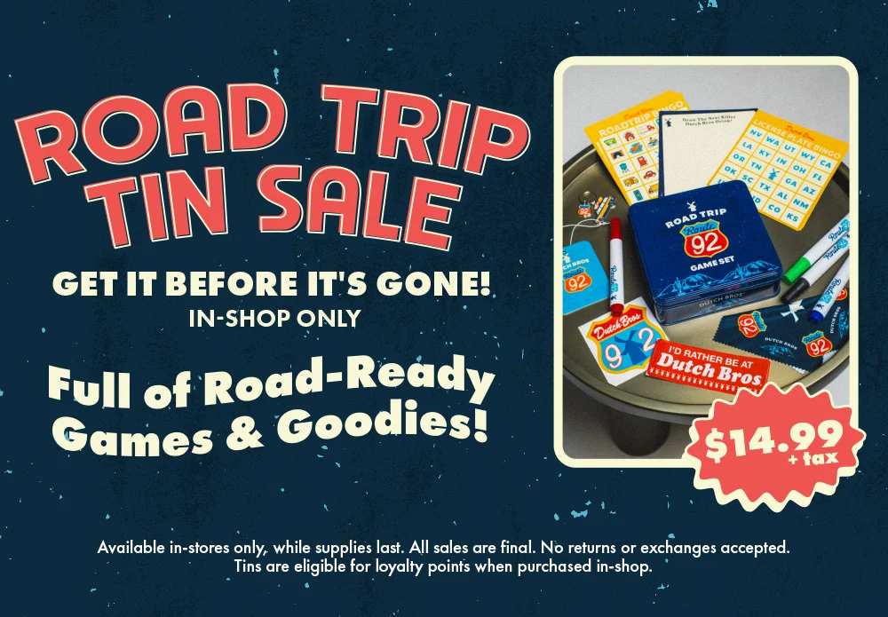 Road Trip Tin Sale | Get it before it's gone! | In-Shop Only! | Full of Road-Ready Games & Goodies! | $14.99 + tax | Available in-stores only, while supplies last. All sales are final. No returns or exchanges accepted. Tins are eligible for loyalty points when purchased in-shop. 