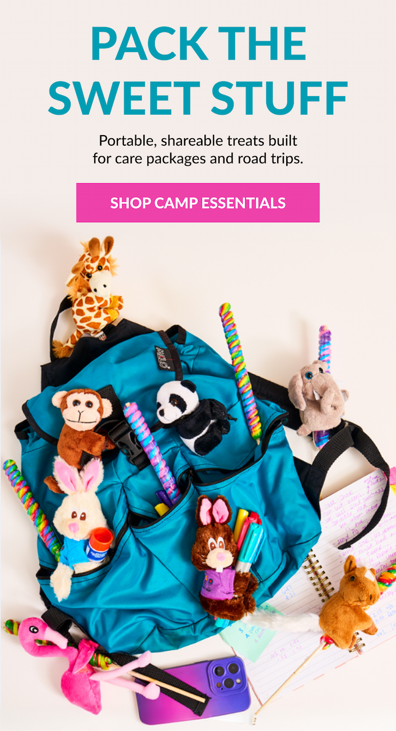 PACK THE SWEET STUFF Portable, shareable treats built for care packages and road trips. SHOP CAMP ESSENTIALS