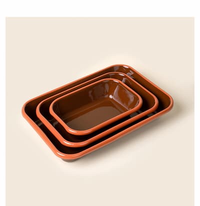 Enamelware Trays in Campfire