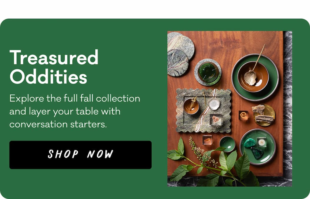 Treasured Oddities - Explore the full fall collection and layer your table with conversation starters. Shop Now