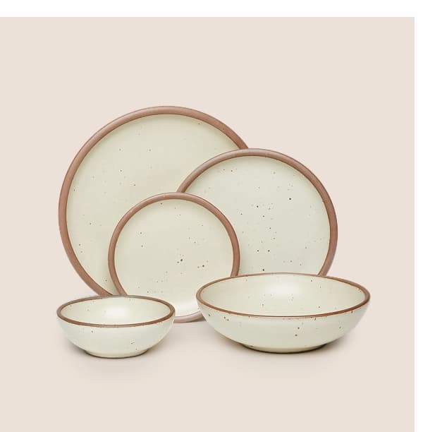 Shallow Bowl Dinner Set in Panna Cotta