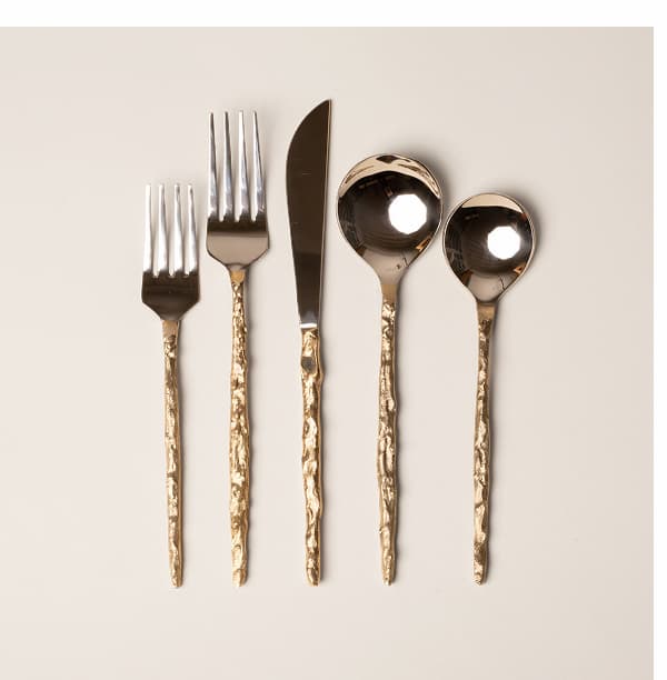 Sand Drip Brass Flatware