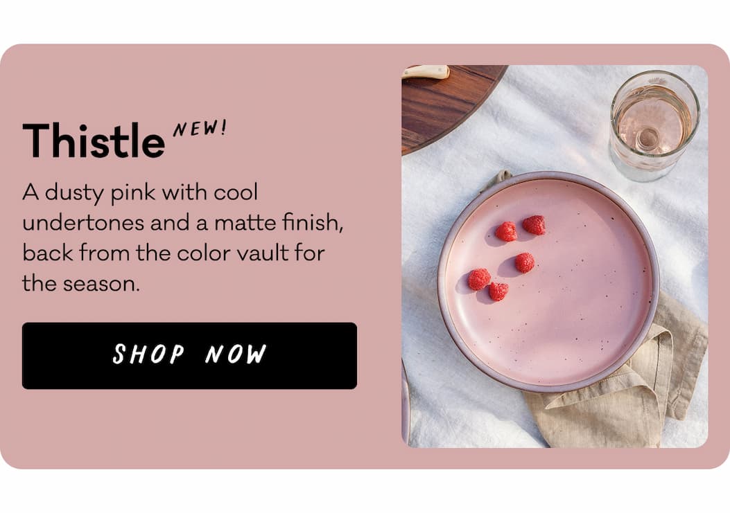 Thistle: A dusty pink with cool undertones and a matte finish, back from the color vault for the season. Shop Now