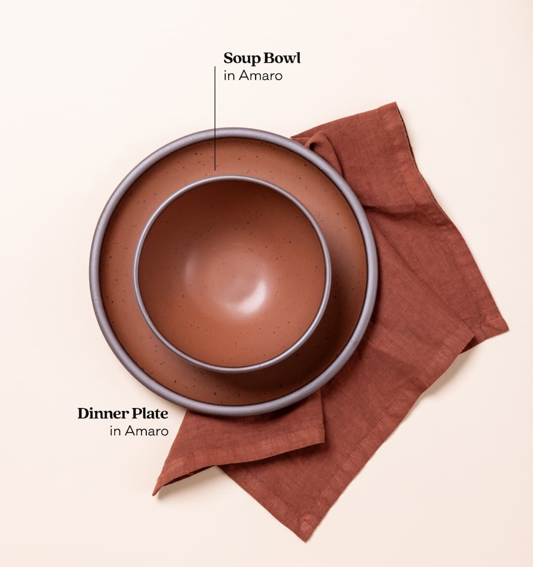 Soup Bowl in Amaro, Dinner Plate in Amaro