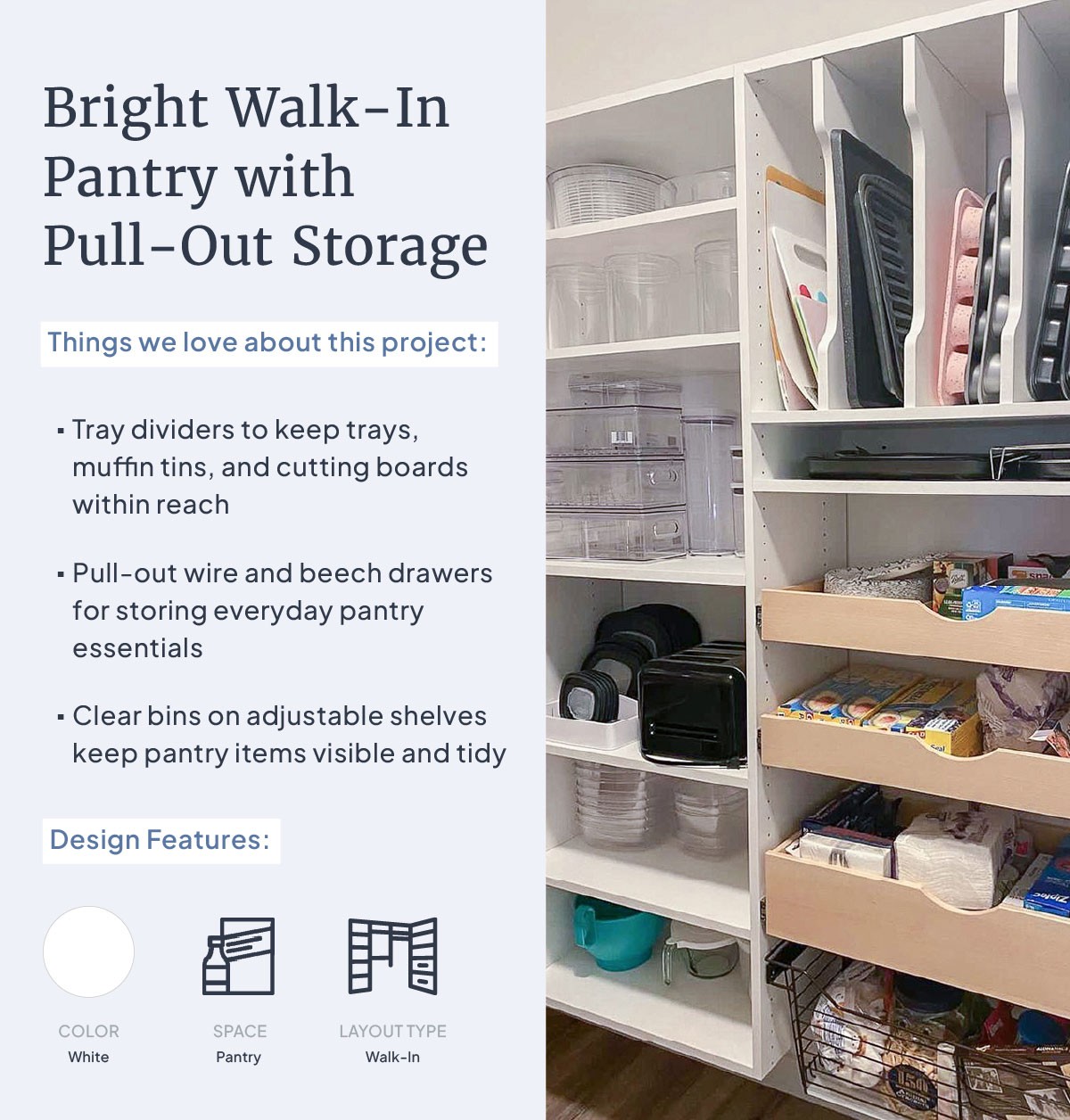 Bright Walk-In Pantry with Corner Storage