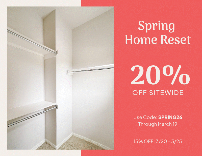 Spring Home Reset. Use code: SPRING26 for 20% off sitewide through March 19. Offer drops to 15% from 3/20-3/25