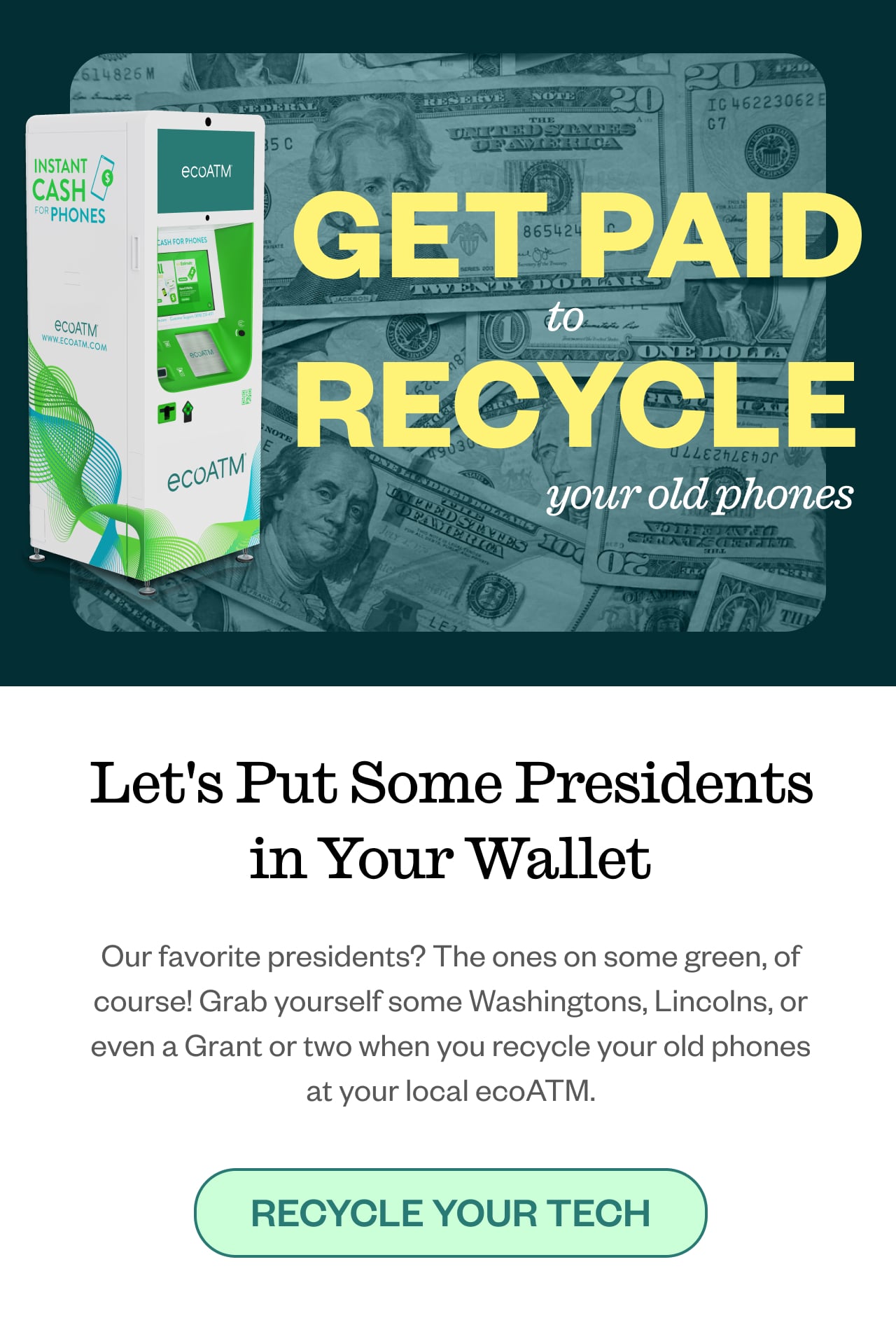 Get paid to recycle your old phones. Recycle your tech