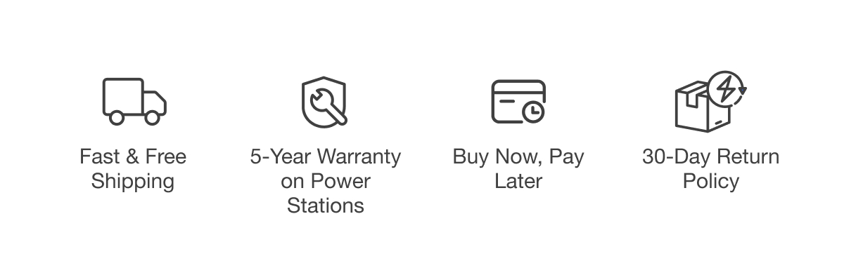 Fast & Free Shipping | 5-year Warranty on Power Stations | Buy Now, Pay Later | 30-Day Returns Policy