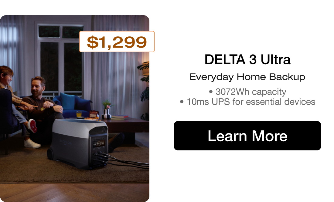 DELTA 3 Ultra Everyday Home Backup • 3072Wh capacity • 10ms UPS for essential devices
