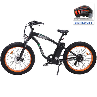 Ecotric Hammer Electric Fat Tire Beach Snow Bike - Orange