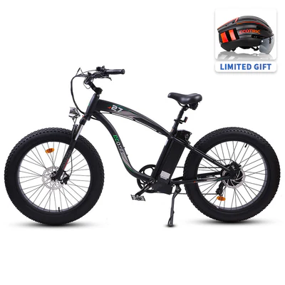 Ecotric Hammer Electric Fat Tire Beach Snow Bike-Matt Black