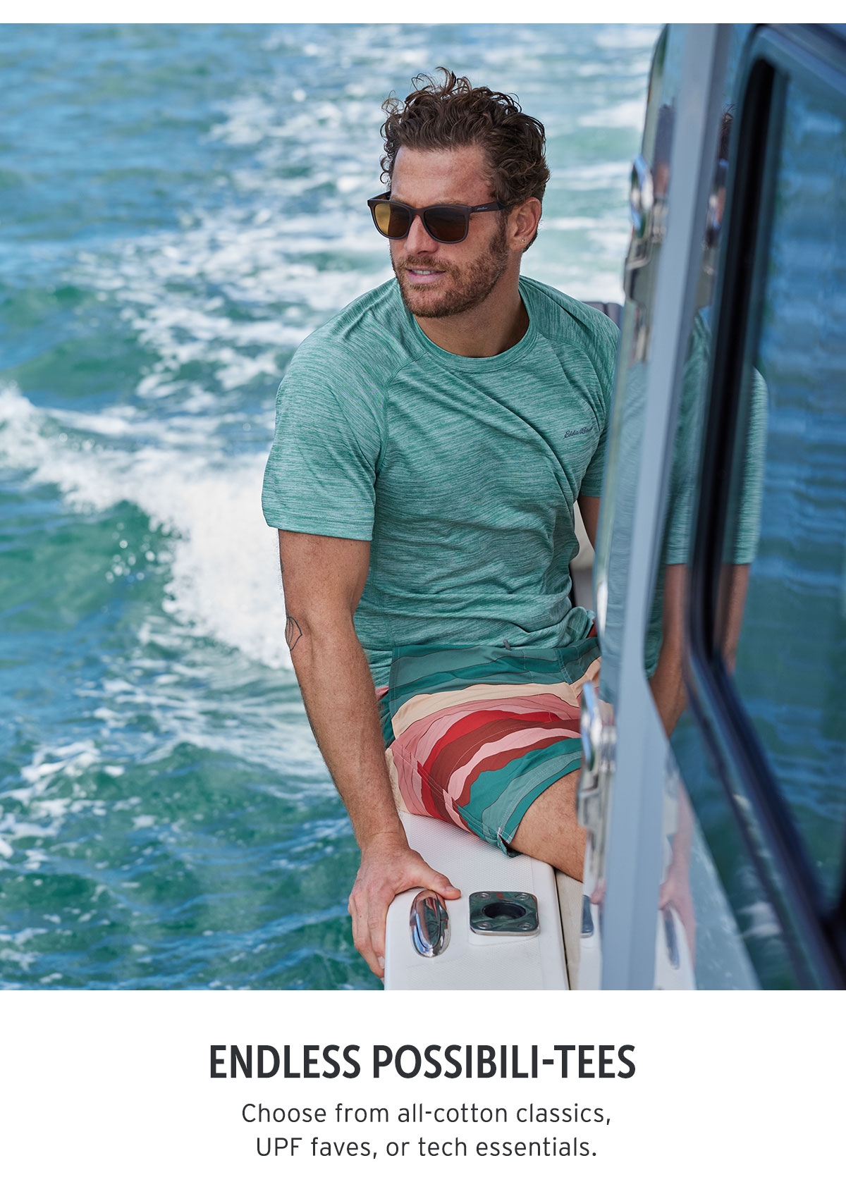 Endless possibili-tees. Choose from all-cotton classics, UPF faves, or tech essentials.