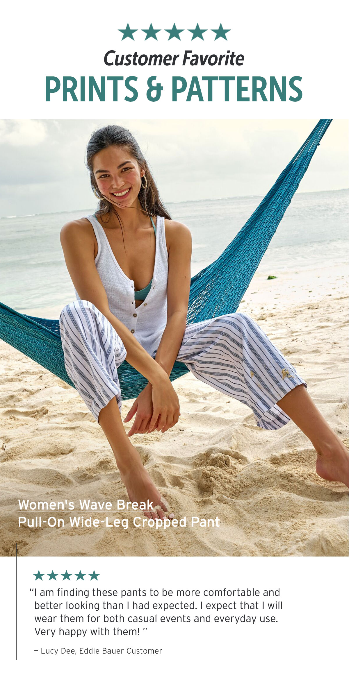 Customer favorite prints & patters. Women's Wave Break Pull-On Wide-Leg Cropped Pant. 