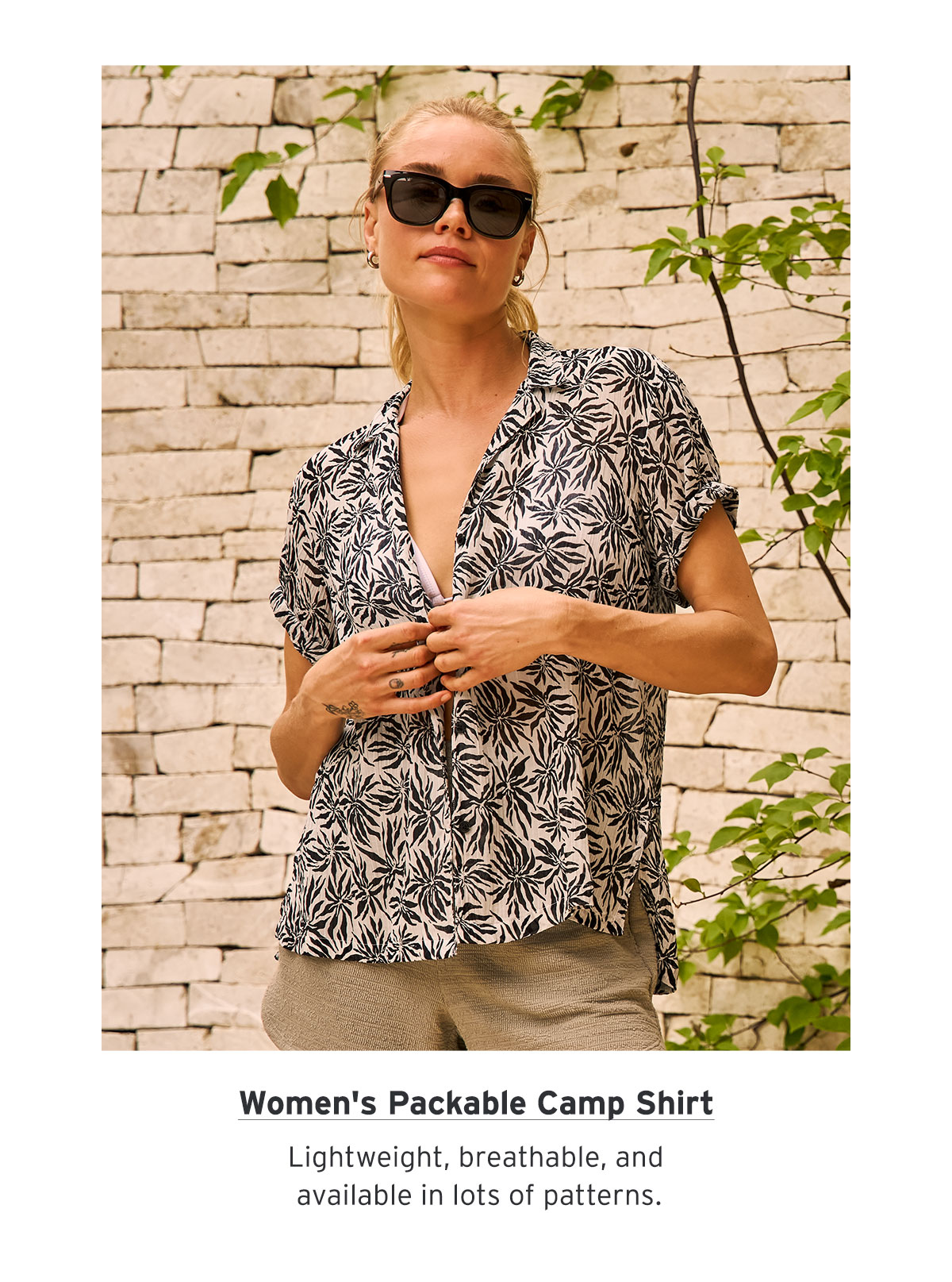 Women's Packable Camp Shirt. Lightweight, breathable, and available in lots of patterns.