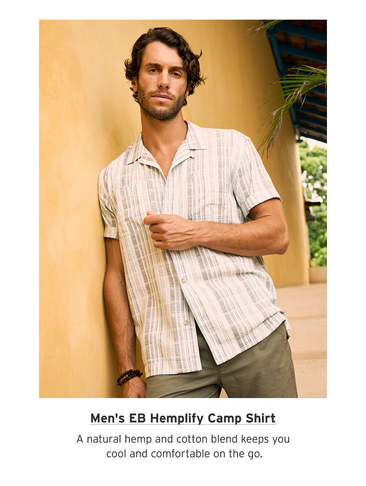 Men's EB Hemplify Camp Shirt. A natural hemp and cotton blend keeps you cool and comfortable on the go.