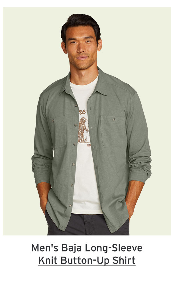 Shop Men's Baja Long-Sleeve Knit Button-Up Shirt