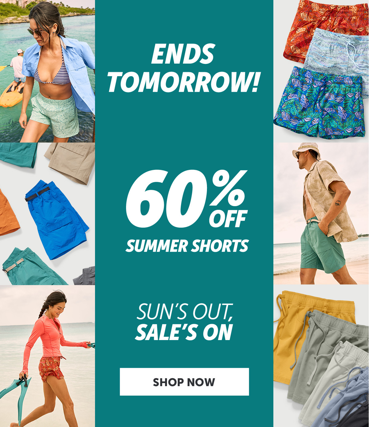 Ending tomorrow! 60% Off summer shorts. shop now