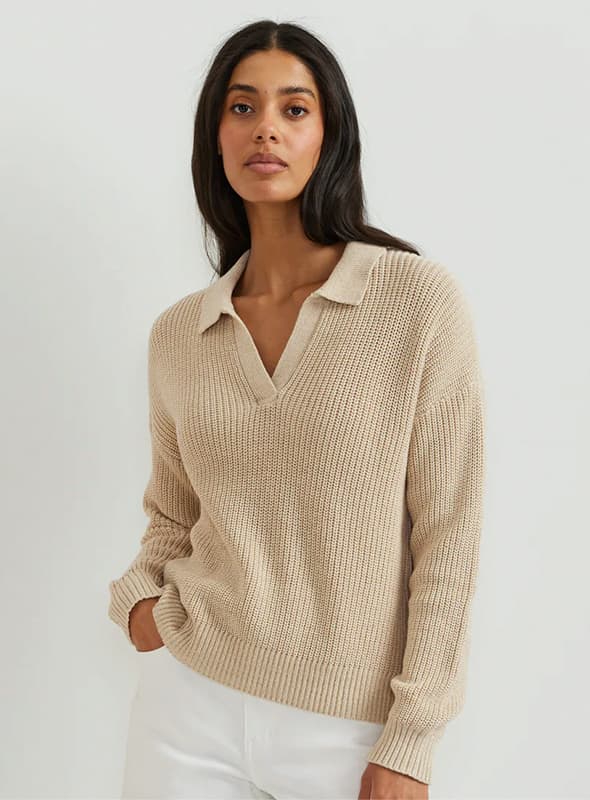 Women's Johnny Collar Polo Sweater