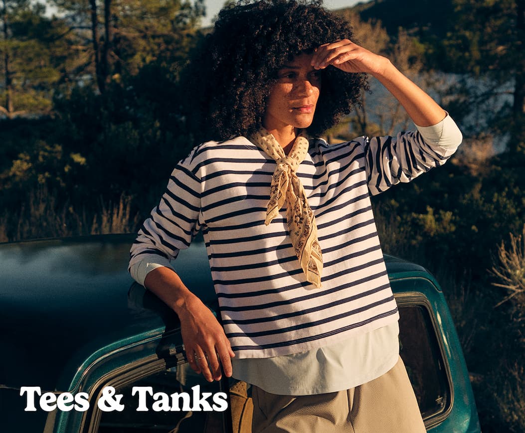 Woman in the Sailor Bateau Neck T-Shirt
