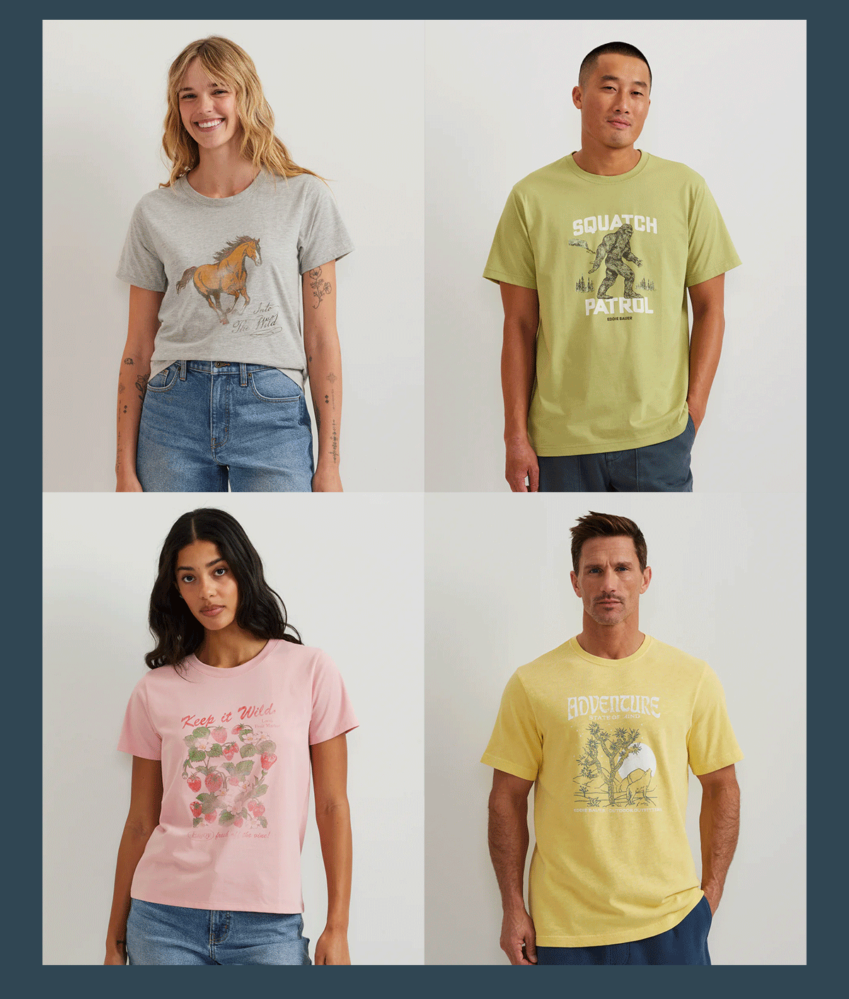 Image gif of models in graphic tees
