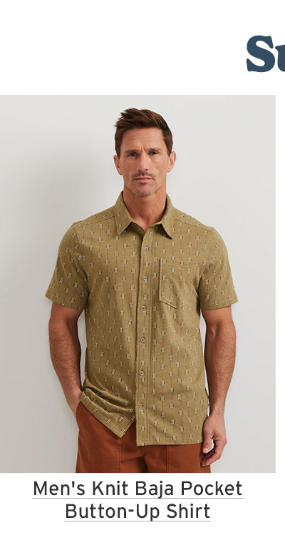 Men's Knit Baja Pocket Button-Up Shirt