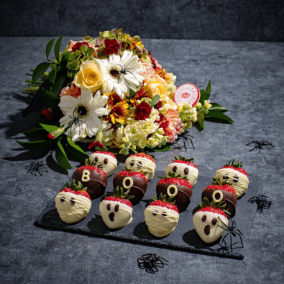 Halloween treats and flowers