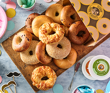 Catering spread with bagels and shmwr
