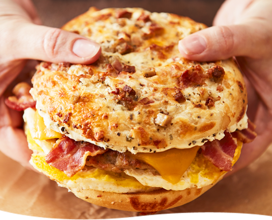 New! Country bagels & gravy egg sandwich