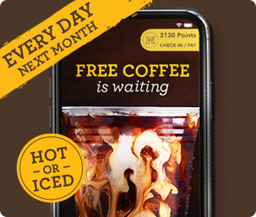 Free hot or iced coffee every day next month