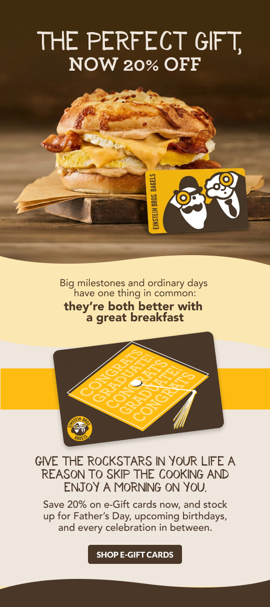 Save 20% on eGift cards for the perfect gift: great breakfast