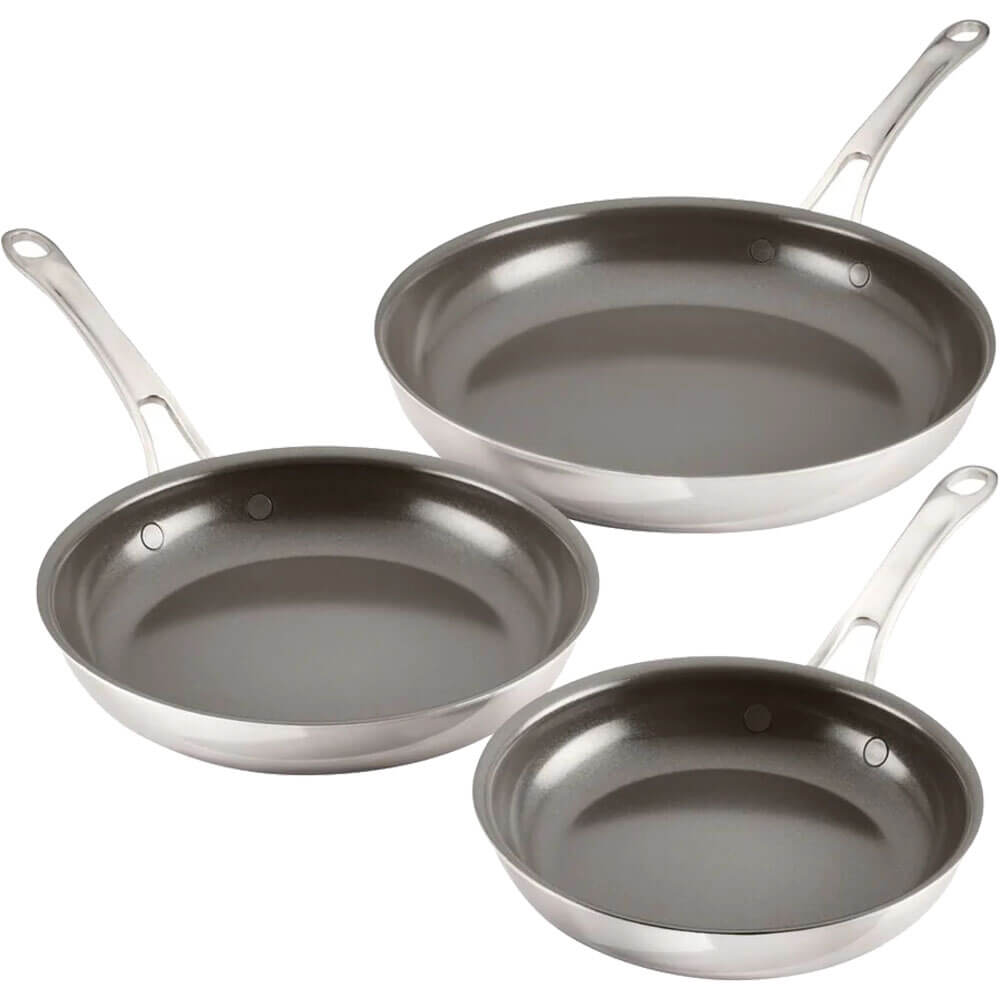 Anolon 3-Piece Ceramic Nonstick Stainless Steel Frying Pan Set