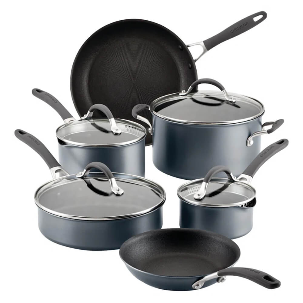 Circulon A1 Series with ScratchDefense Nonstick Induction Pots and Pans Cookware Set 10-Piece Graphite