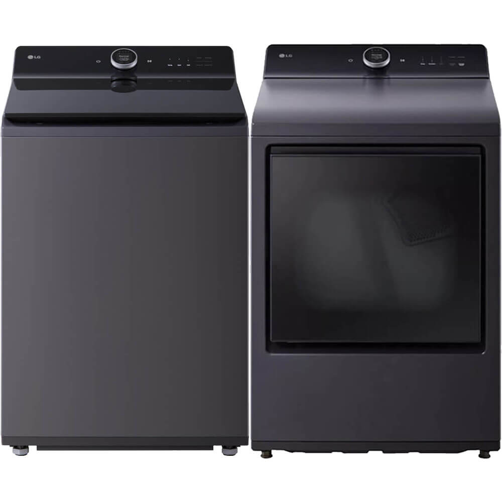 LG Matte Black Mega Capacity Top Load Washer/Dryer Pair