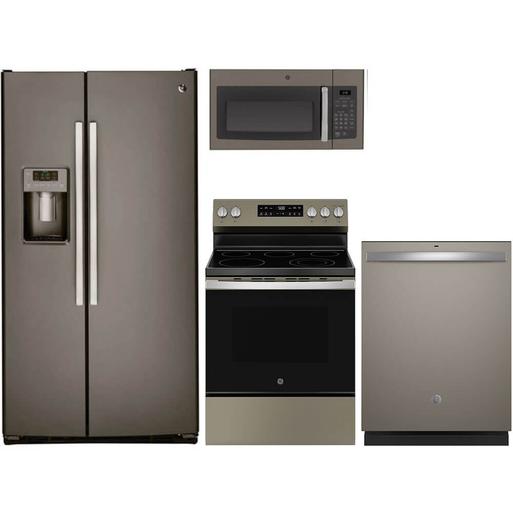 GE 4 Pc. Slate Side-by-Side Kitchen Package