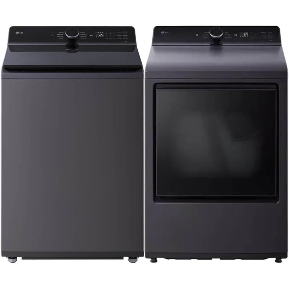 LG Matte Black Mega Capacity Top Load Washer/Dryer Pair