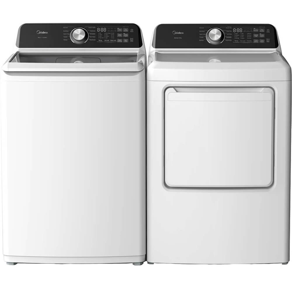 White Top Load Smart Washer/Dryer Pair